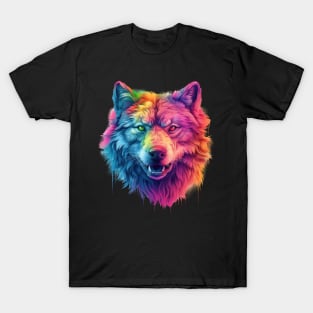 Rainbow Spirit: Trippie Wolf in Pastel Hues T-Shirt